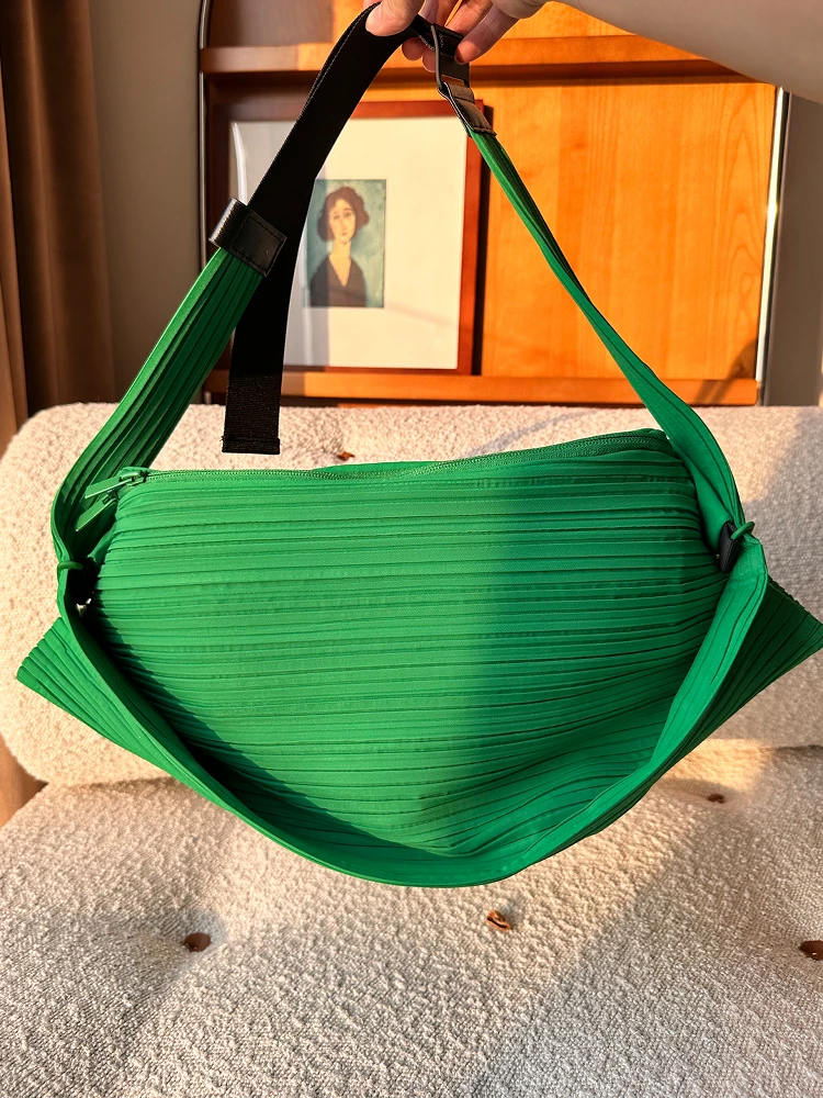 

Japanese Sle Tee Fold PP Pleated Series Single oulder Slant Crossbody Bag Large Capaci Canvas Handbag Commuter Versat...