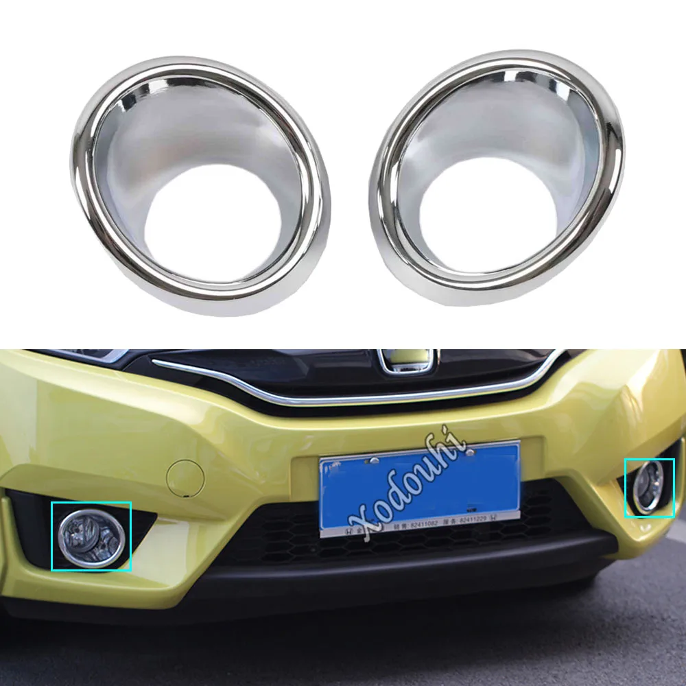 

For Honda Fit Jazz 2014 2015 2016 2017 Car Body Front Fog Light Lamp Detector Frame Stick Styling ABS Chrome Cover Trim Parts