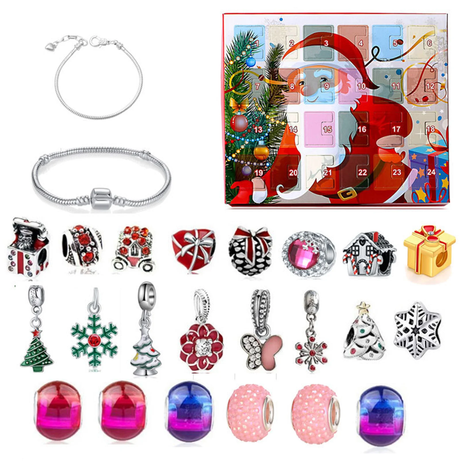 

1Set Christmas Advent Calendar Kit Advent Calendar Bracelets For Girls 24 Days Countdown Calendar Christmas Gift For Kids Teens