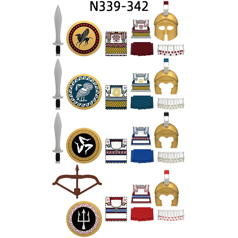 The Corinthian Athenian Hoplite Action Figures Model Blocks MOC Bricks Set Gifts Toys N339-N342