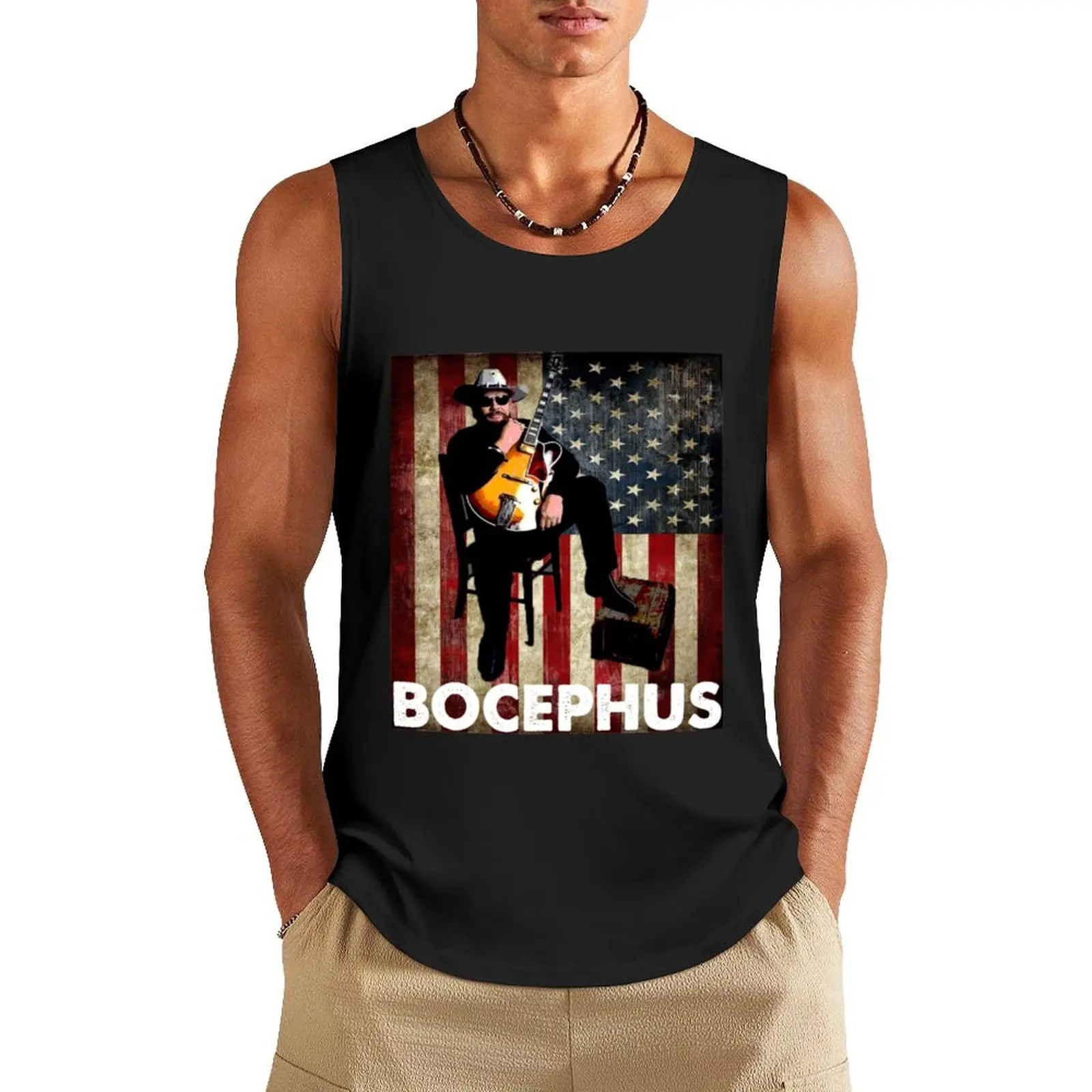 Vintage Retro Flag Bocephus Retro Hank Jr Gifts Williams Men Women USA Flag Tank Top bodybuilding t-shirt Man gym clothes