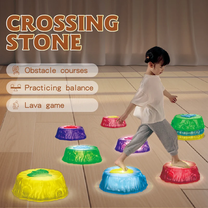 Luminous Stepping Stones Kids Sport Toy Balance Stones Sensory Integration Toddler Tactile Balance Training Activity Social Game