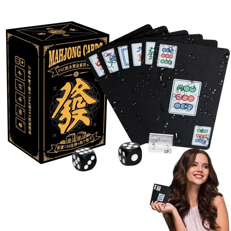 Mahjong Playing Cards Water-proof Mahjong Board Game Outdoor Table Games For Parents Relatives And Seniors For Park Bird Friends