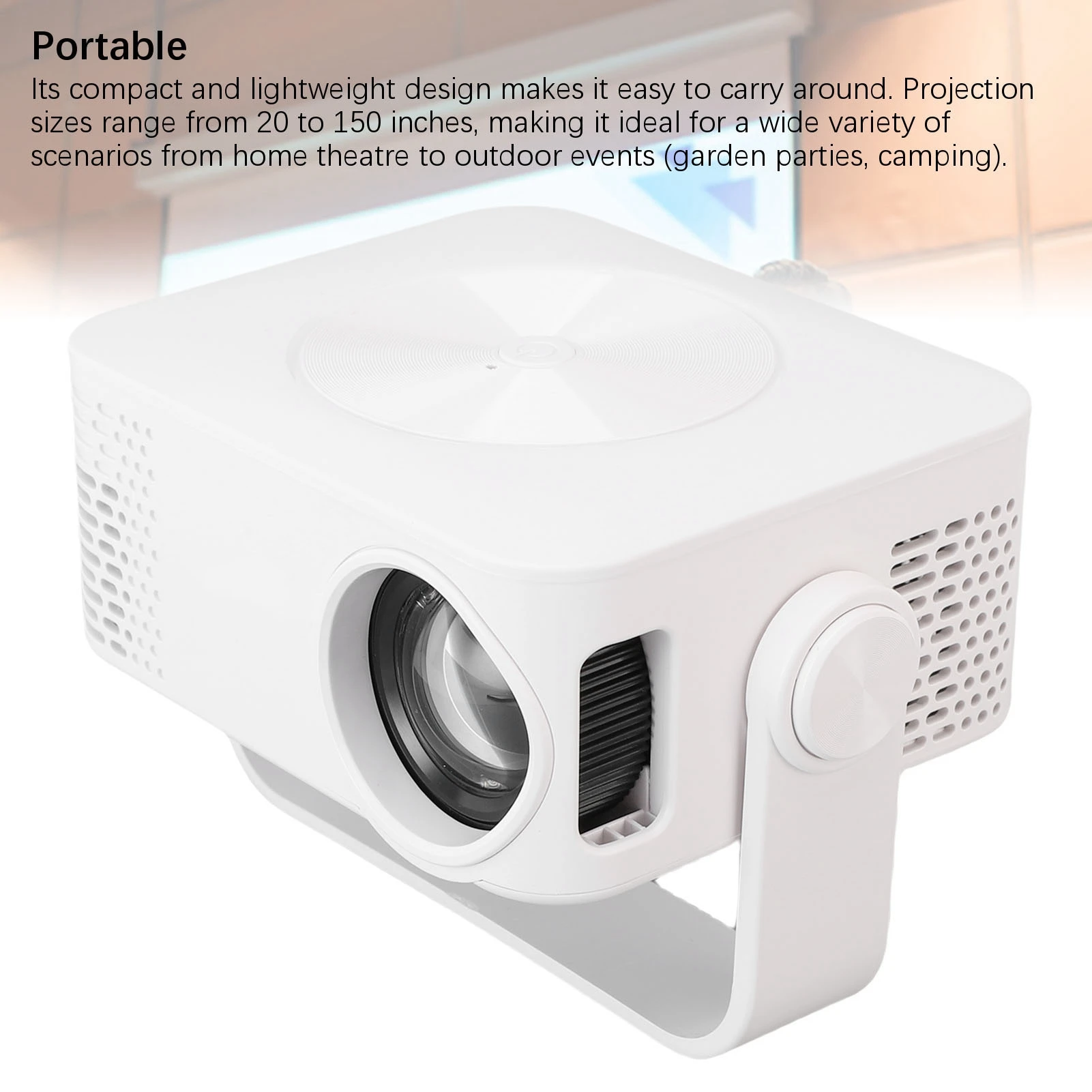 Projecteur WiFi Projecteur portable 360 °   Rotation LED 1080P Correction automatique Keystone avec télécommande pour les sessions de jeu