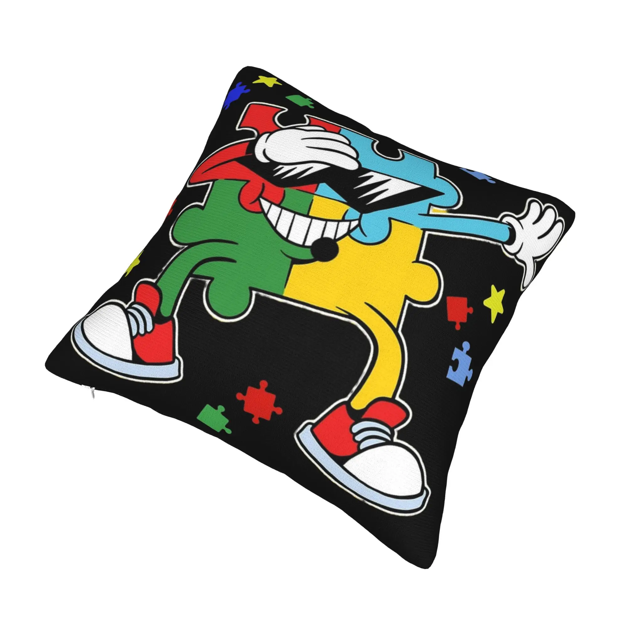 Decorative Pillowcase Dabbing Puzzle Autism Awareness Merchandise Home  Pillow Case Cover Zipper Multi-Size