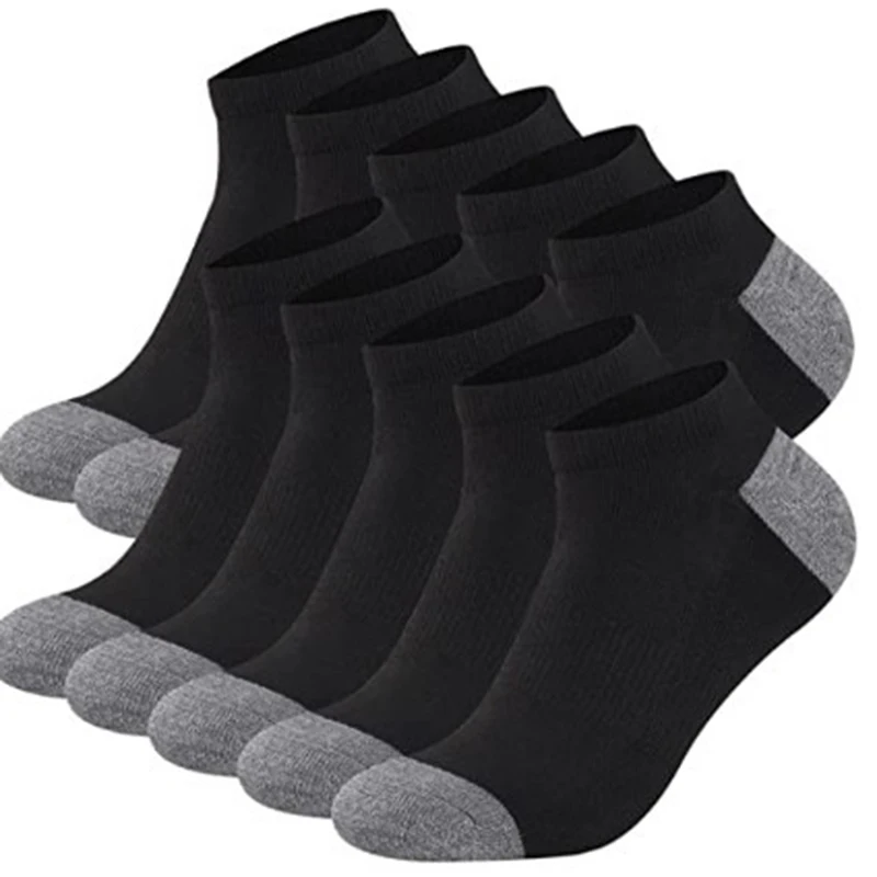 10pairs Men's Fashion Cotton Breathable Comfortable Ankle Socks Men's Summer Socks Color Block Boat Socks Comfy Low Cut