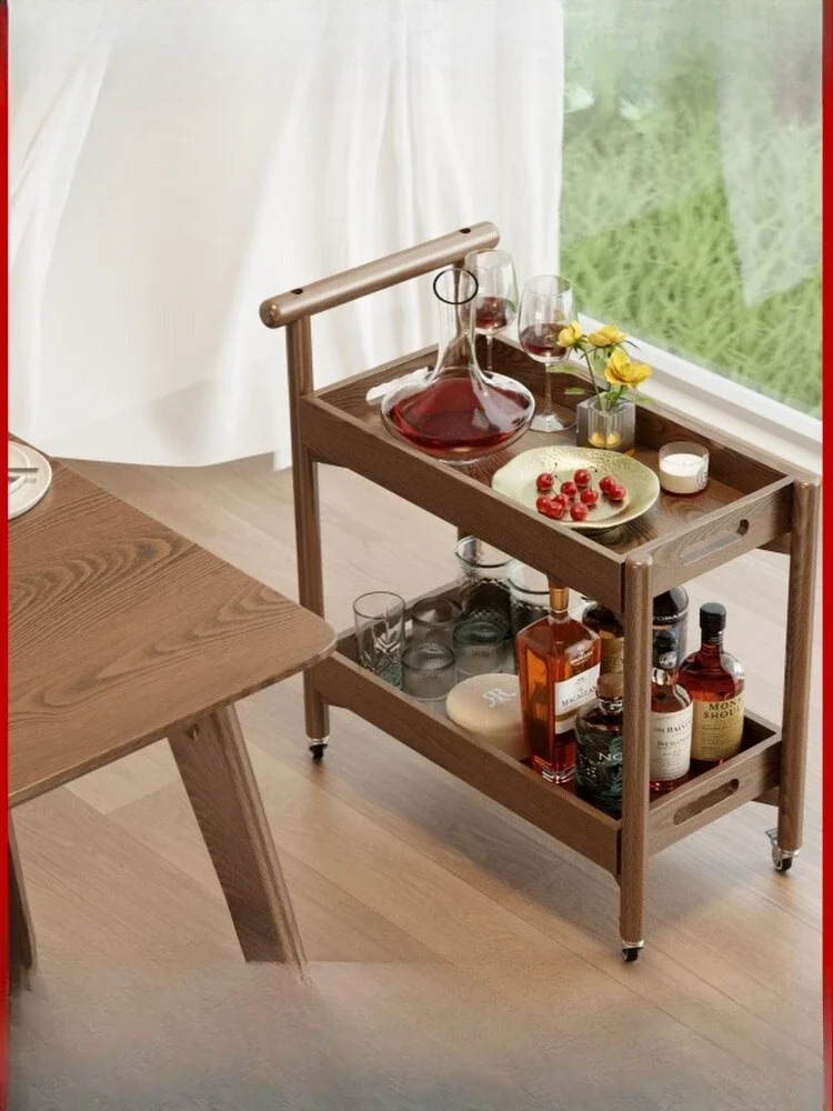 Solid Wood Coffee Table Removable Side Few Snacks Trolley Sofa Cabinet