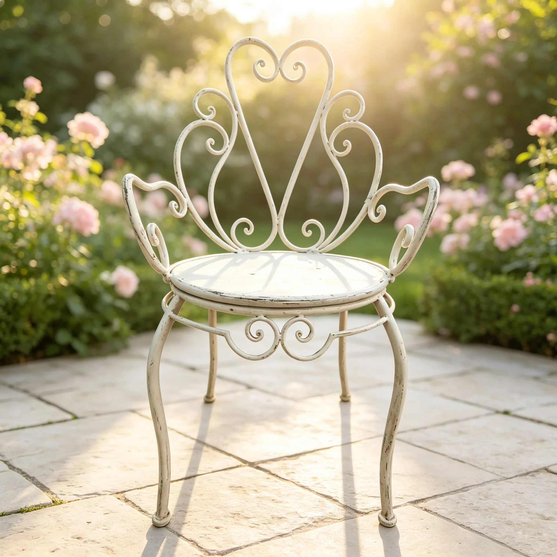 Wrought iron tables and chairs European retro old outdoor courtyard balcony milk tea cafe princess backrest decoration