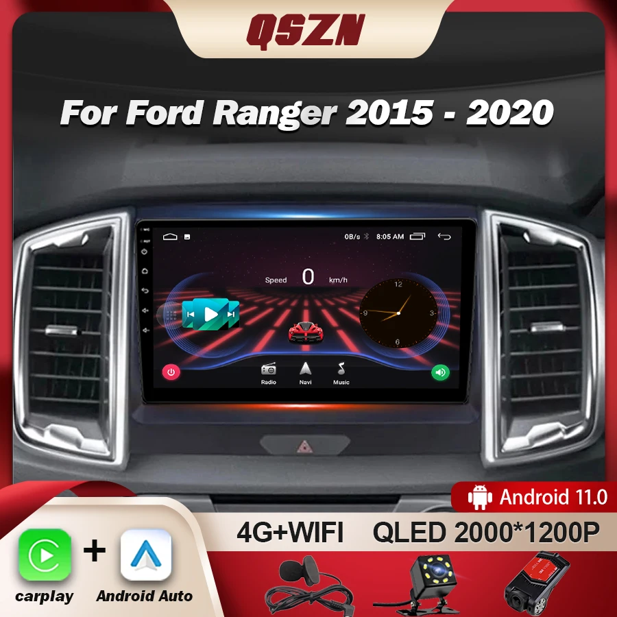 

QSZN For Ford Ranger 2015 - 2020 Car Radio Android Multimedia Video Player GPS Navigation Carplay QLED Screen DSP Auto Stereo