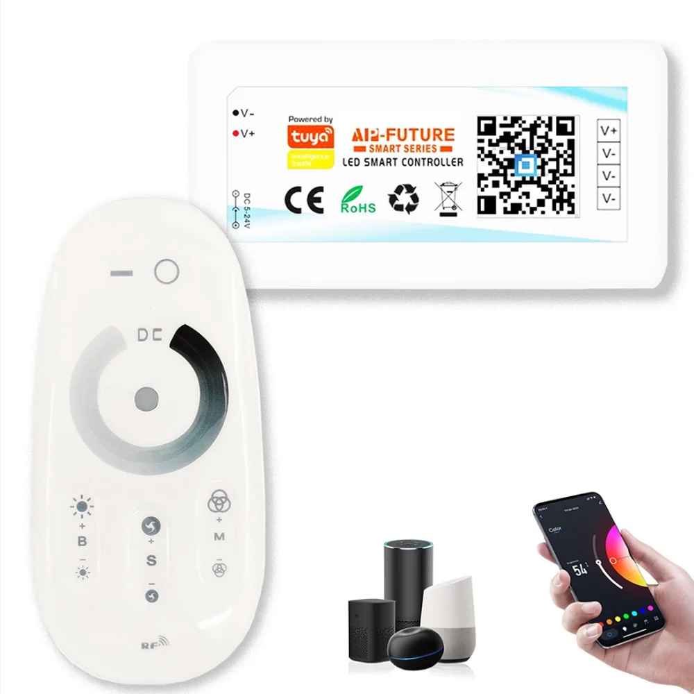 aipintech led dimmer dc5-24v 2.4g rf remote control mono single color strip light smartlife app wifi led dimmer controller