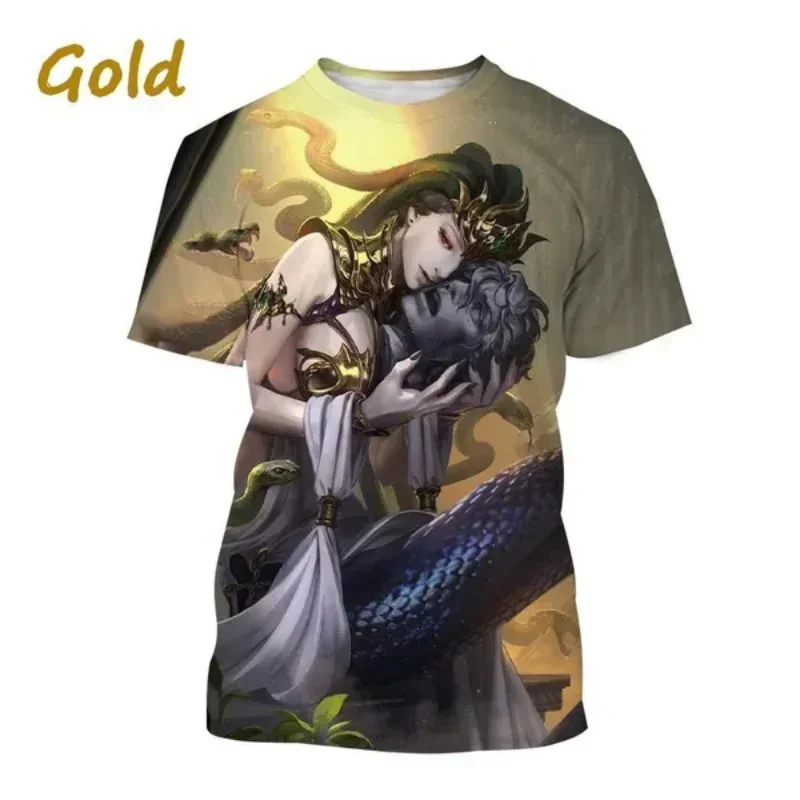 أزياء الرجال الملابس الجديدة ميدوسا ثلاثية الأبعاد تي شيرت مطبوع الأساطير اليونانية بانشي شخصية الهيب هوب الشارع للجنسين المتضخم تي شيرت