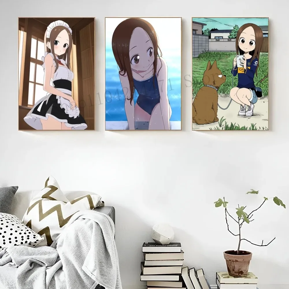 Anime T-Teasing Master Takagi San Poster Self-adhesive Art Waterproof Paper Sticker Coffee House Bar Room Wall Decor