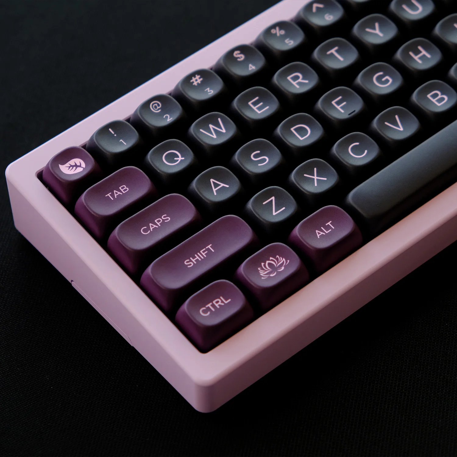 KYOMOT 129 Keys Black Lotus Theme Keycaps Set XOA Profile PBT Dye Sub Black Purple Keycaps For MX Switch DIY Mechanical Keyboard