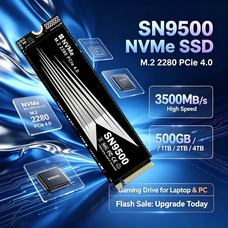 Gaming Drive SN9500 SSD M.2 NVMe Internal Solid State Drive High Speed 3500MB/s PCIe 4.0 Works for PS 5 Laptop PC Hard Disk