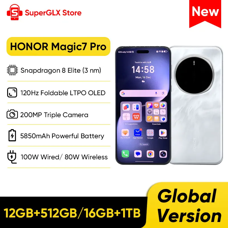 Globale Version HONOR Magic7 Pro 5G Smartphone 6,8'' 120Hz OLED-Display Snapdragon 8 Elite 100W SuperCharge Magic 7 Pro Telefone