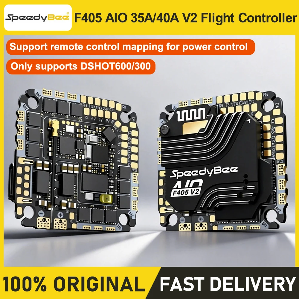 

SpeedyBee F405 AIO V2 Flight Controller 35A/40A 4IN1 ESC 3-6S Double BEC Conformal Coating CNC Metal Shell Betaflight FC Board f