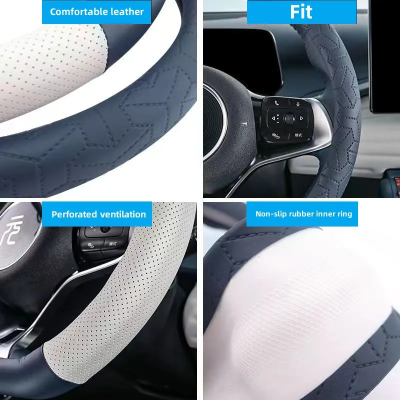 Leather Car Steering Wheel Cover Breathable Comfortable Steering Wheel Cover For BYD ATTO 3 YUAN Plus 2022 2023  Car Accessory