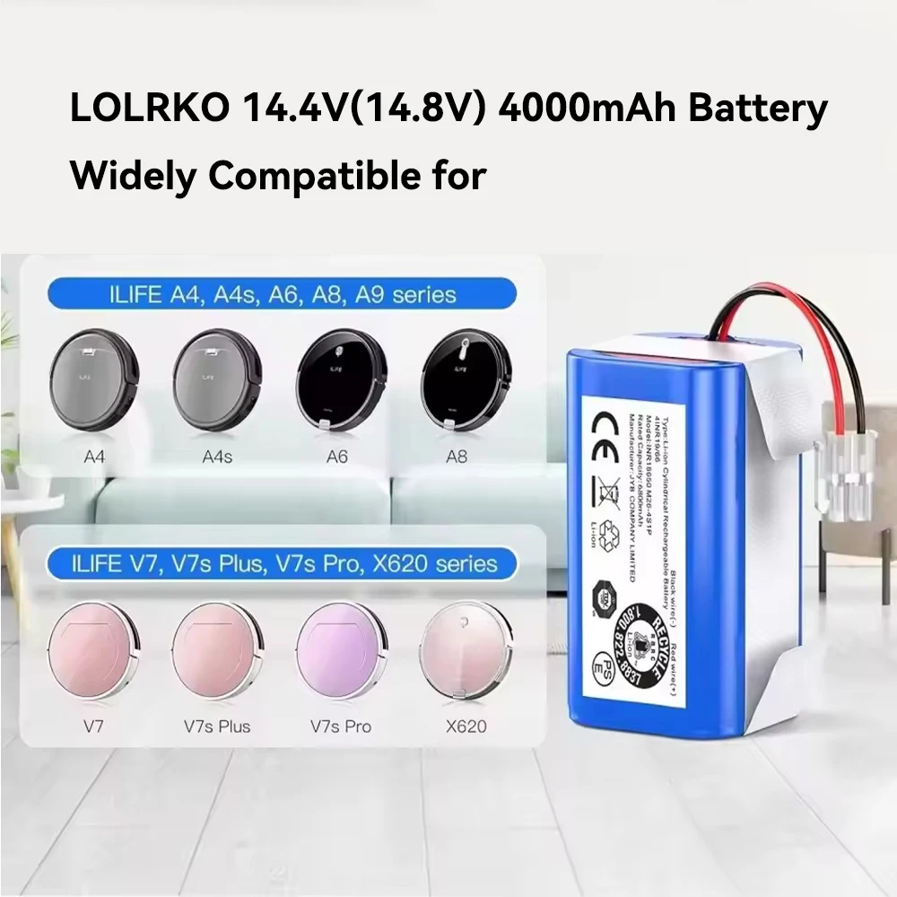 for iLife A4, A4s, A6, A7, A8, A9, V7s Plus,V7s Pro,GT9 V750 V780 V870 Vacuum Cleaners 14.4V 6800mAh Lithium Replacement Battery