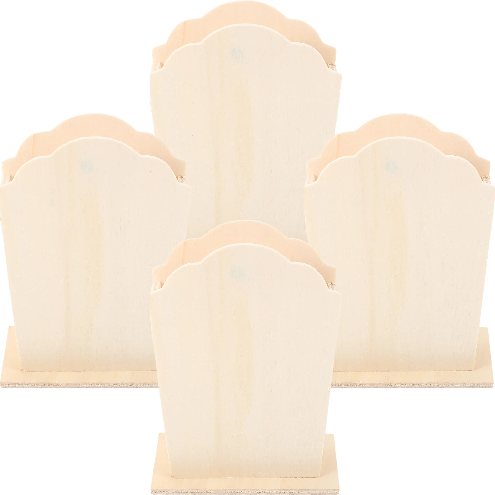 

4Pcs Unfinished Wood Pen Cup DIY Paintable Multi-Functional Storage for Brushes Pens Pencils Home Office Decor