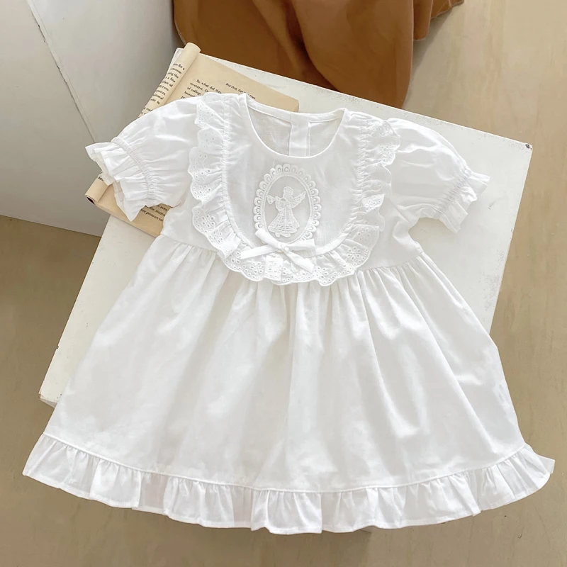 Summer new baby clothing, 0-5 year old girls, clean color bubble short sleeved dress