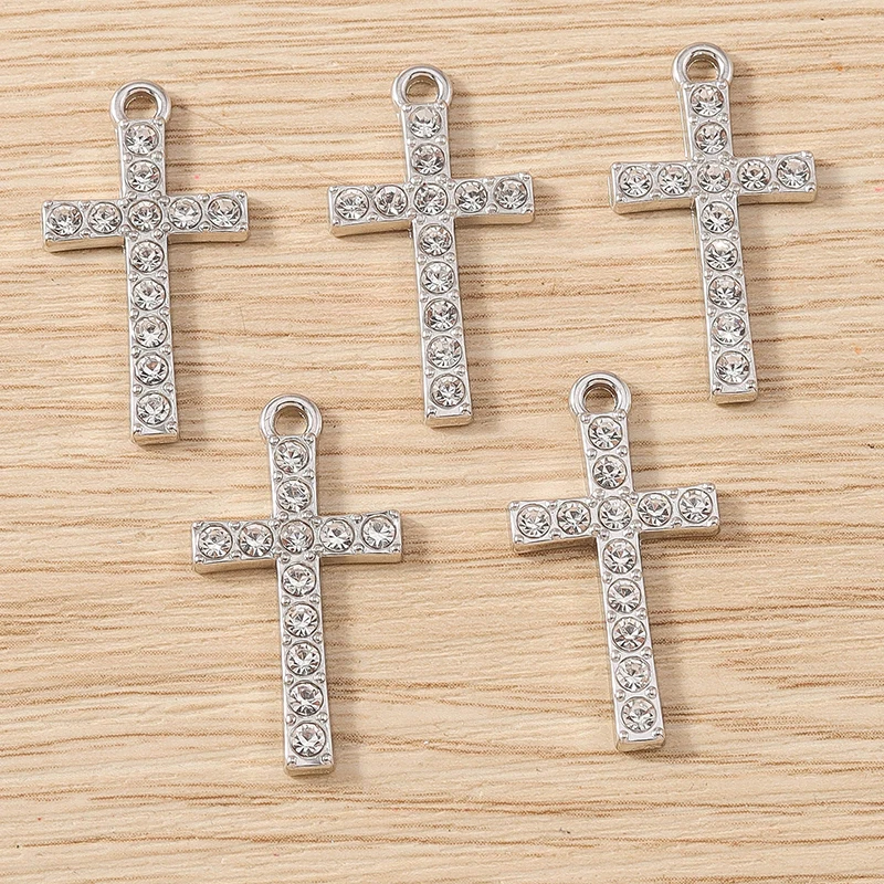 10 Stück 14 x 26 mm niedliche Kristall-Kreuz-Charms-Anhänger für die Herstellung von Ohrringen, Halsketten, Armbändern, DIY-Handwerk, Schmuckzubehör, Zubehör – Detail 6