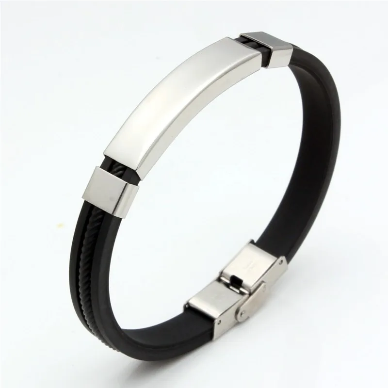 10pcs 8mm Fashion Accessories Stainless Steel Charming Bracelets Customized Engraved Birthday Gifts Silicone Bracelets