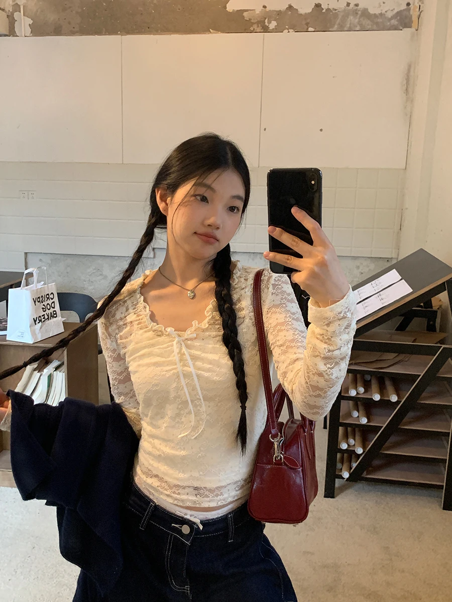 طقم قطعتين نسائي أنيق من نادي المشاهير الأحمر، قميص داخلي بأكمام طويلة من الدانتيل، ملابس داخلية بأسلوب عصري وأنيق للعمل #3