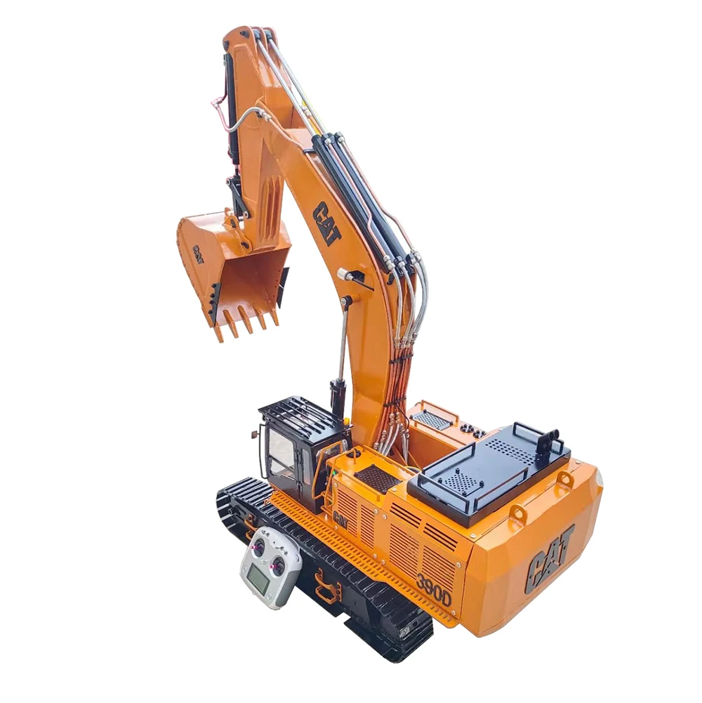 1/8 390D RC Hydraulic Excavator Metal Model Double Cylinder Heavy Engineering Simulation Excavator Model Adult RC Car Toy