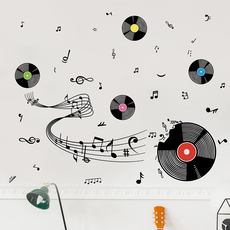 Creative Record Musical Note Wall Stickers Living Room Sofa Background Decoration Mural Bedroom Home Decor Self Adhesive Decals - Image 3