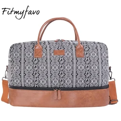 Weekender Overnight Bag for Women Bohemian Style Carry-On Luggage with Separate Shoe Compartment Tote Bag