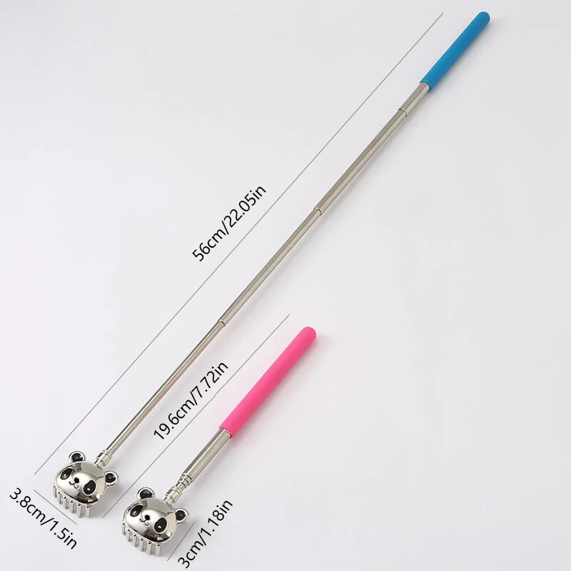 Panda Six Teeth Stainless Steel Back Scratcher Telescopic Back Itching Relief Massager Portable For Old Man Household
