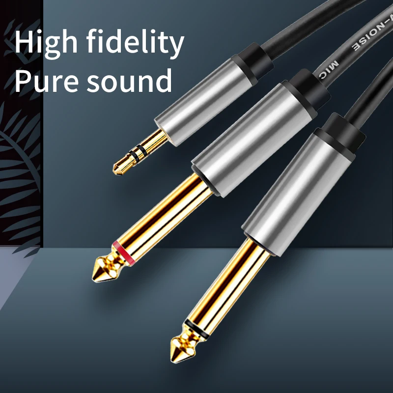 3.5mm to Dual 6.5mm Adapter Jack Audio Cable Double 6.35mm Male 1/4\