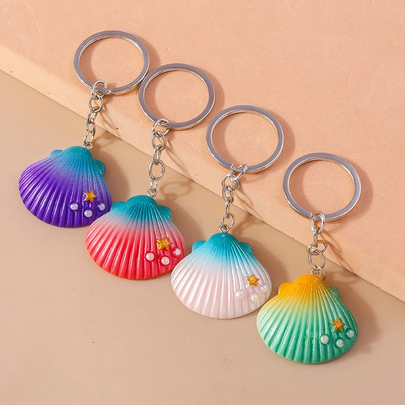 Mooie Emaille Strand Zeester Shell Sleutelhanger Zeeleven Sleutelhanger Voor Vrouwen Meisjes Handtas Decor Charme Sieraden Accessoires