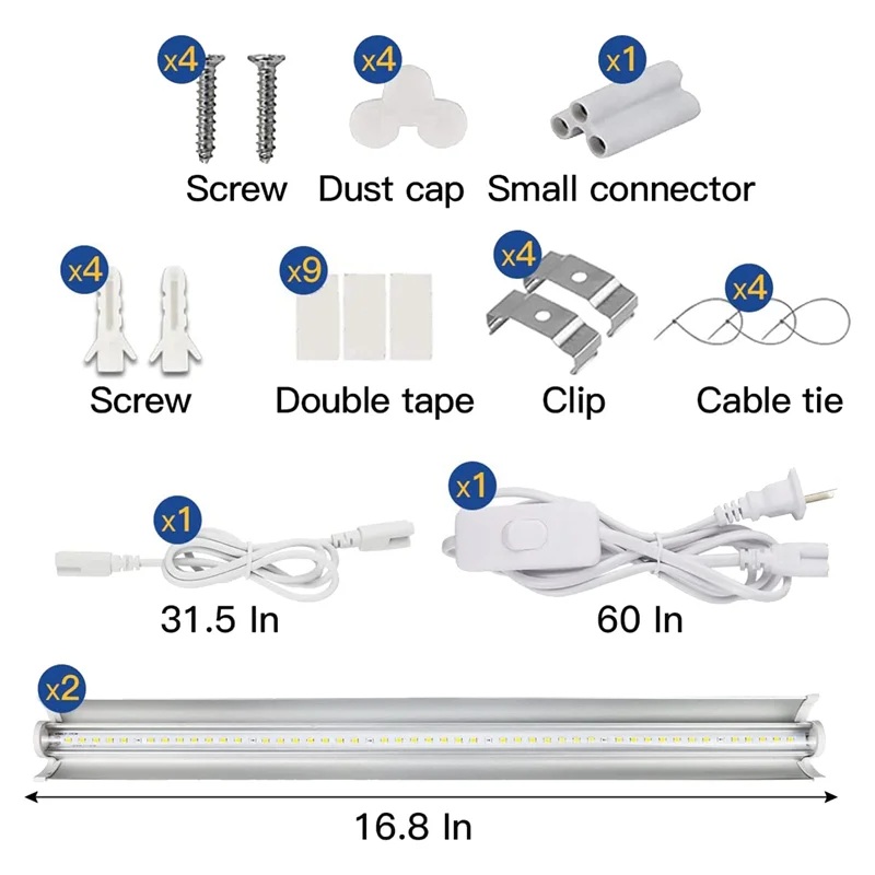 2 Pack 102 LED-Bulbs White Plant Light Full Spectrum Plant Light For Indoor Plants Growing Seedling US Plug