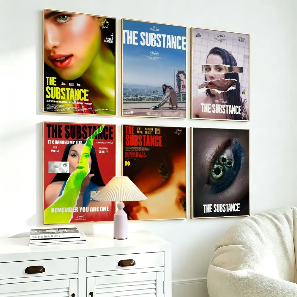 movie The Substance Poster Wall Posters Self-Adhesive Wall Stickers Home Decoration for Bedroom Living Room