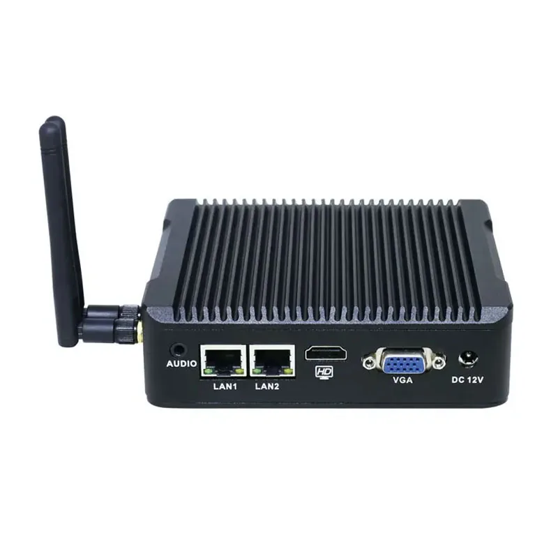 Partaker-Mini PC 2 puertos Lan Intel quad core J1900 CPU 2,0 GHz, ordenador sin ventilador para windows 7 8