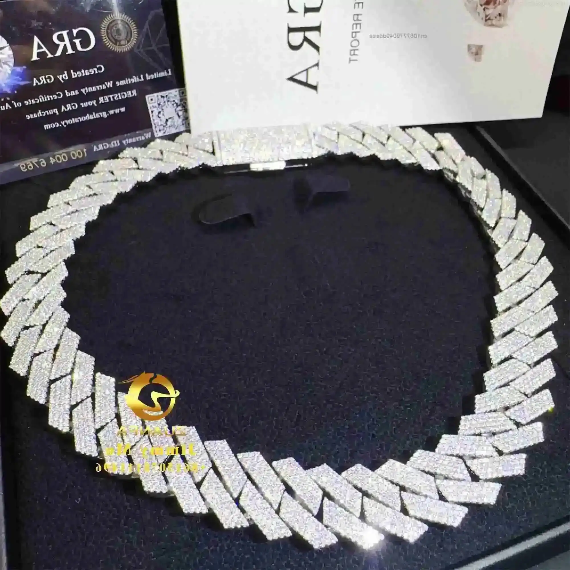 New Design Luxury Big Guy Heavy 925 Solid Silver 19mm 4 Rows Iced Out Hip Hop VVS1 Moissanite Diamond Miami Cuban Link Chain