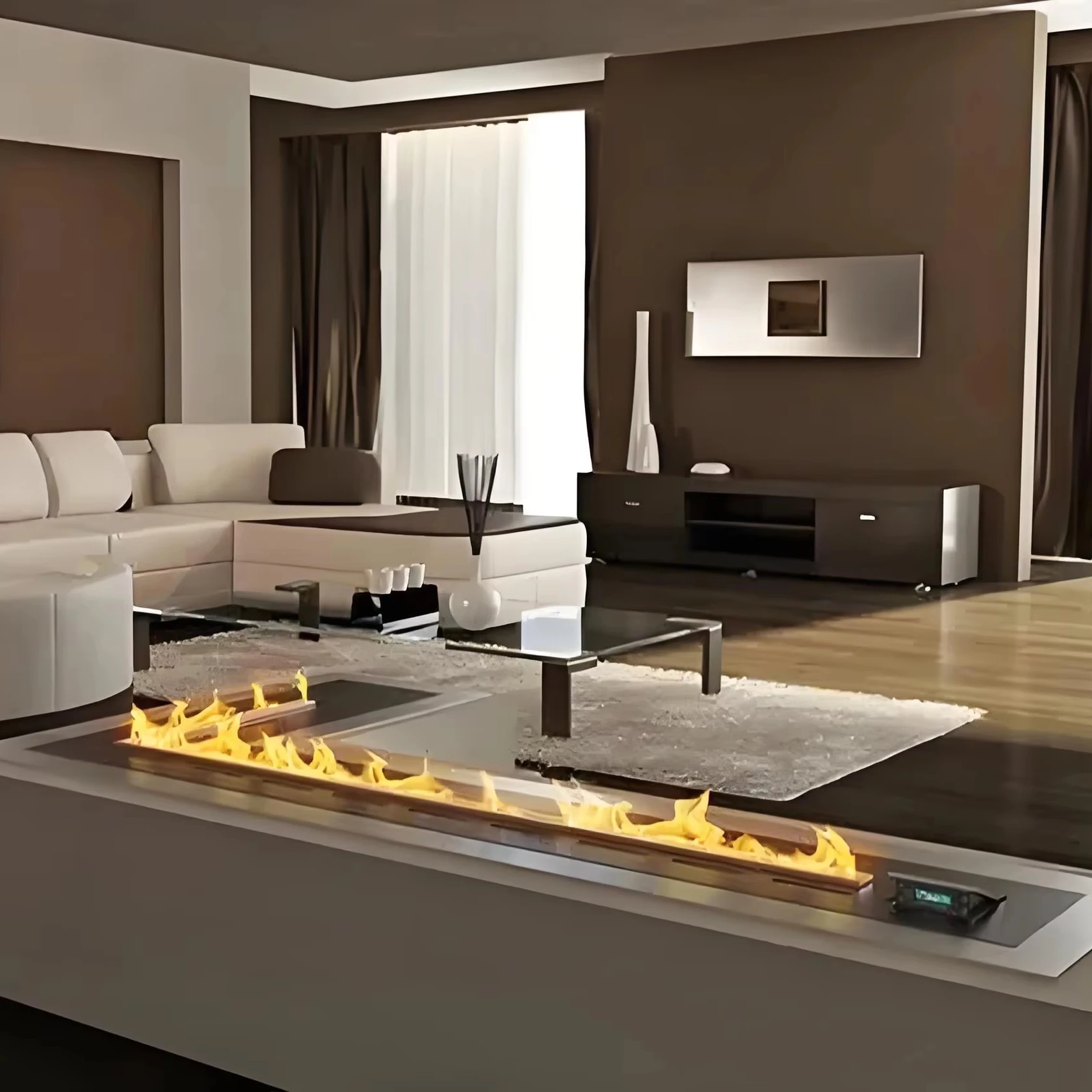 

Modern Design Electric Fireplace With Remote Control Smart Burner Bio Ethanol Insert Indoor/Outdoor Steel Metal Fireplaces