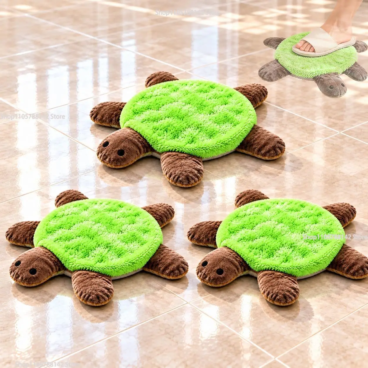Floor Turtle Foot Mop, Reusable Floor Turtle for Spills Cleans Dirt Without Bending Quickly Absorbs with Hangable for All Ground