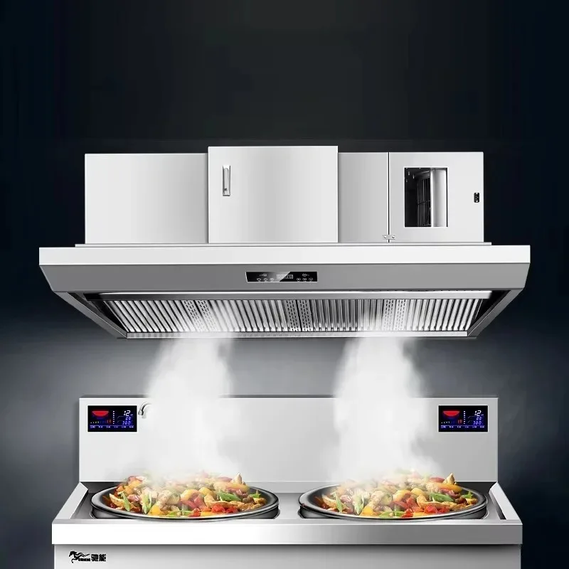 Commercial Kitchen Stainless Steel Range Hoods Electric Extractor Hood for Hotel Kitchen Island Use Fresh Air Exhaust System