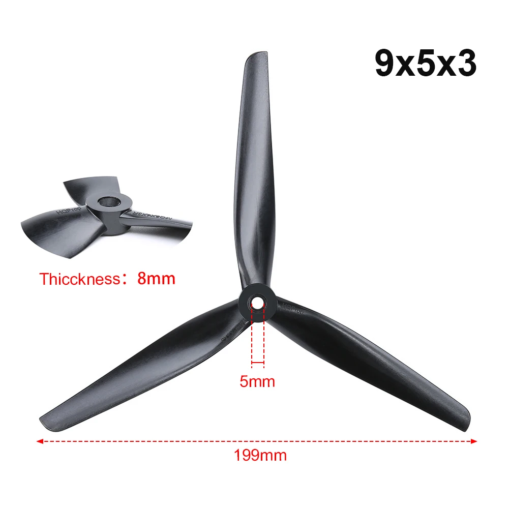 10Pairs/20Pcs HQ Prop 10X5X3 9X5X3 1050 9050 Propellers 10inch 9inch 3 blade Black-Carbon Reinforced Nylon CW CCW FPV Propeller