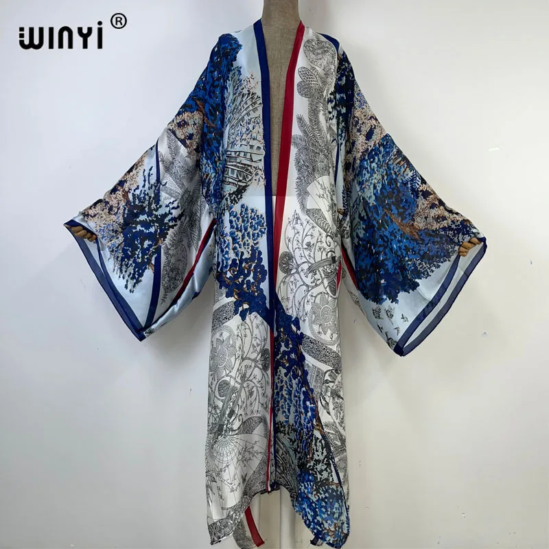 WINYI kimono купальник sweter damski luźny długi strój imprezowy Boho Maxi stroje plażowe dla kobiet zakrywają stroje kąpielowe فساتين طويلة