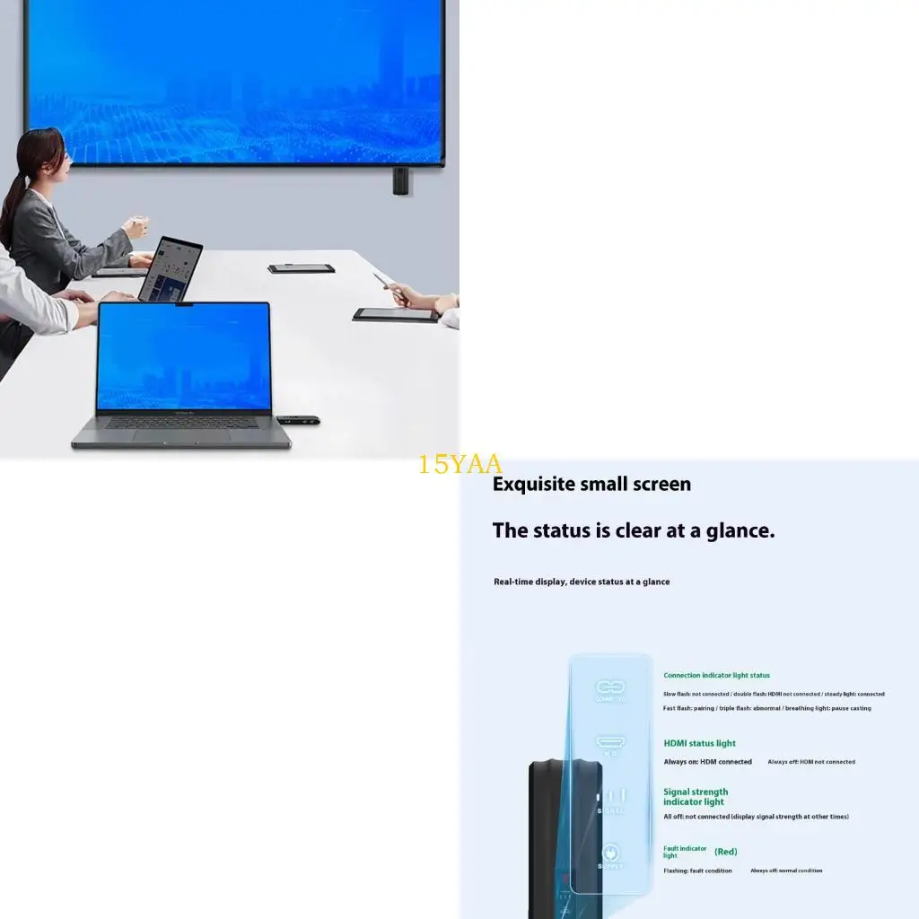 15YA Wireless Hdmis Transmitter and Receiver 1080P Plugs and Play for Conference Room