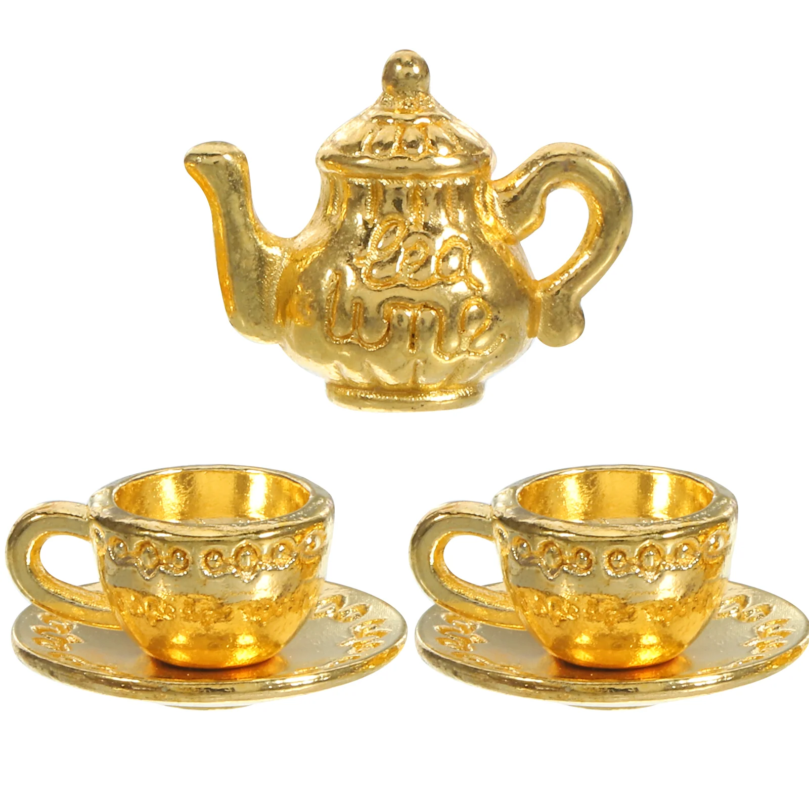 

Mini Teapot Set Coffee Desktop Decor Tearoom Ornament Household Zinc Alloy Office