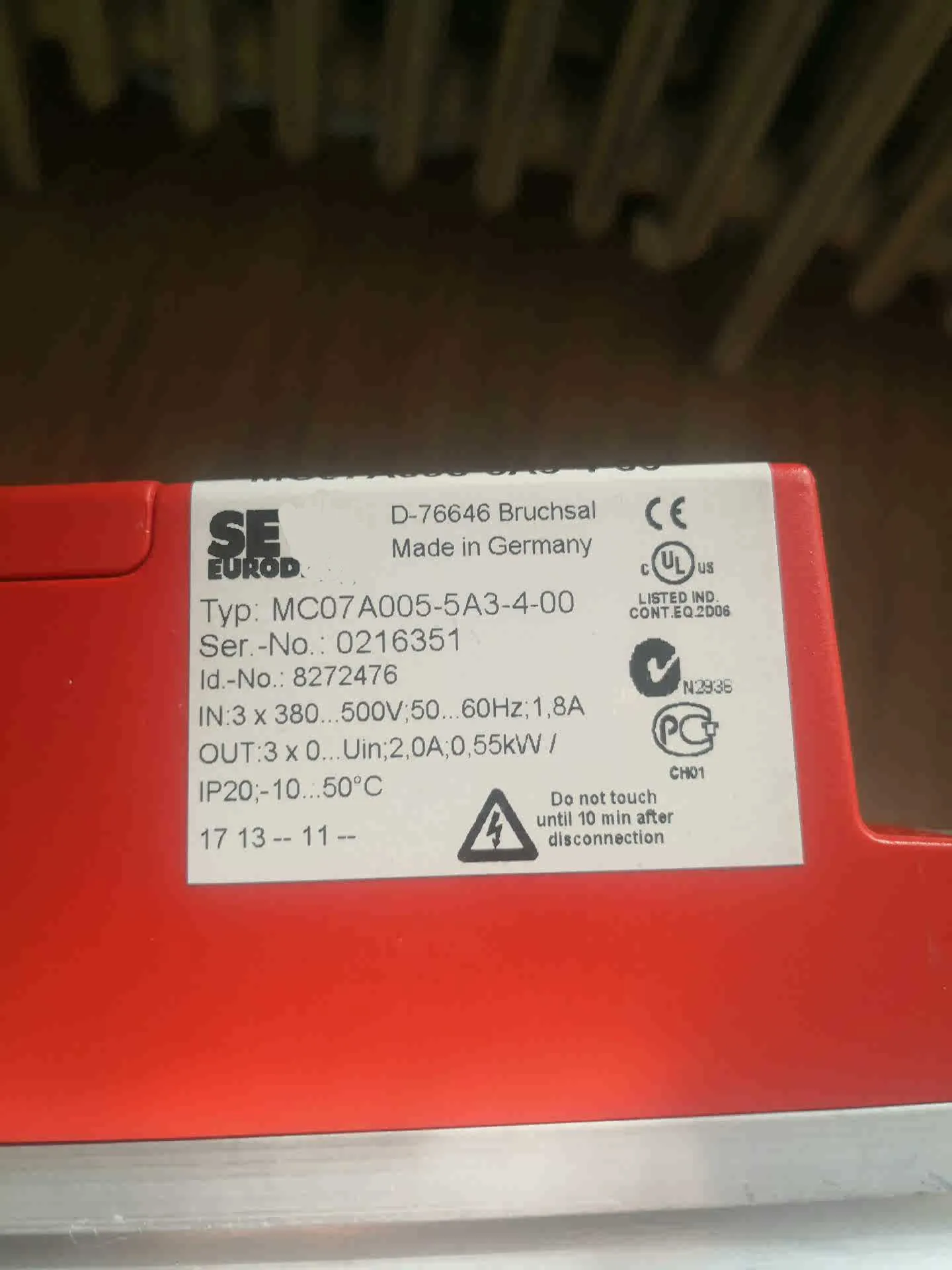 MC07A005-5A3-4-00 Industrial Motor Control Inverter for SEW Equipment