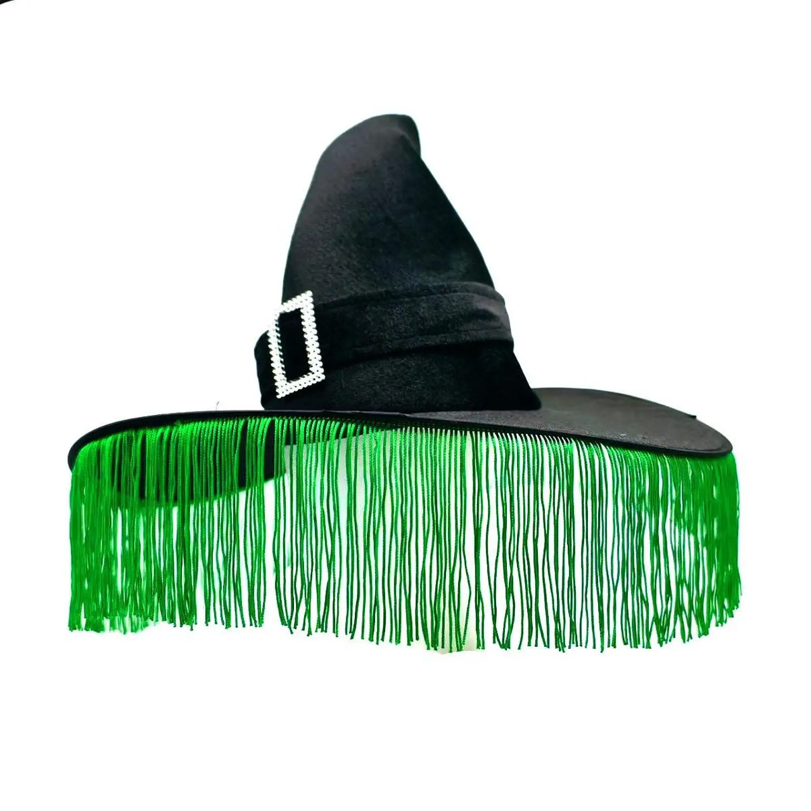 หมวกแม่มดฮาโลวีน สีดำ-เขียว ผ้าจับจีบ แต่งแฟนซี อุปกรณ์เสริมชุดคอสเพลย์สำหรับผู้ใหญ่ สำหรับงานปาร์ตี้และเทศกาล