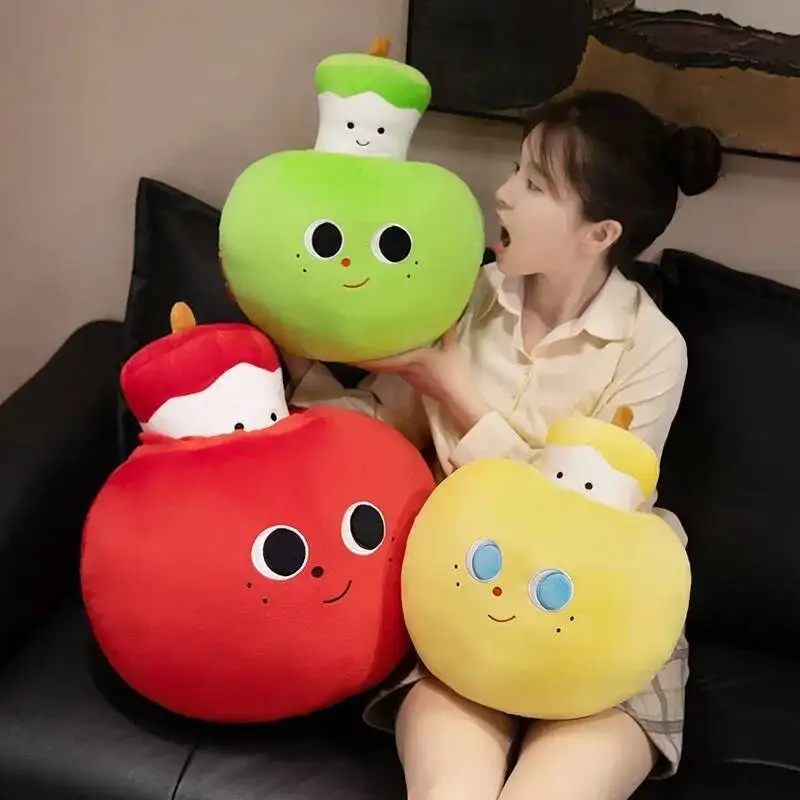 Stuffed Apple Core Plush Toy Soft Fruit Apple Doll Cute Sleep Huggable Pillow Girls Kids Creative Christmas Birthday Gift