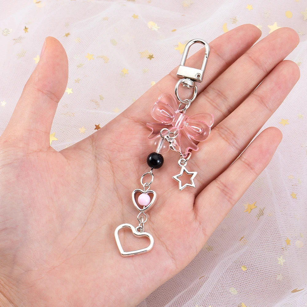 Y2K Phone Charm Bow Heart Star Keychain Pendant Kawaii Bag Goth Chain Cute Accessory