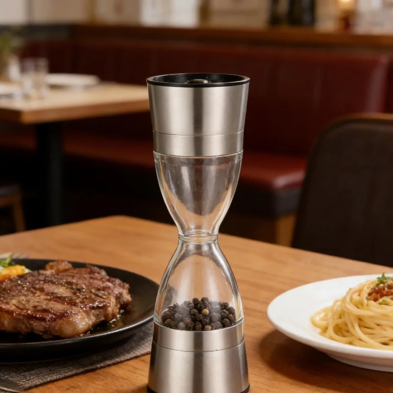 Manual Double Head Grinder Stainless Steel Pepper Mill for Grinding Salt and Cumin Easy to Use Hand Operated Kitchen Tools