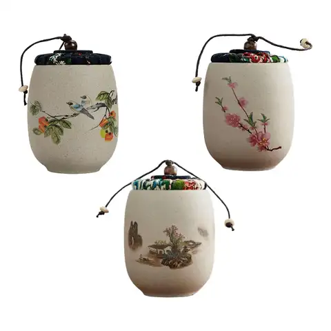 Ceramic Tea Container Chinese Styles Ceramic Food Storage Jar Sealed Canister Tea Jar Loose Tea Tin for Tea Nuts Coffee Spice